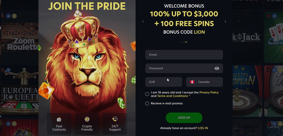 lionspin casino registration