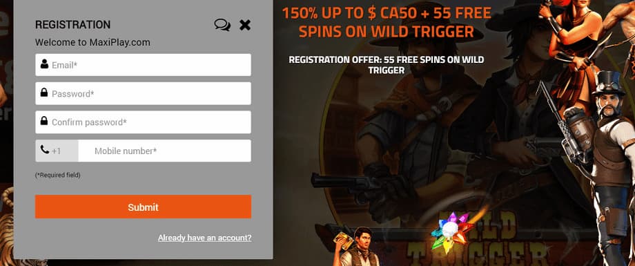 maxiplay casino registration