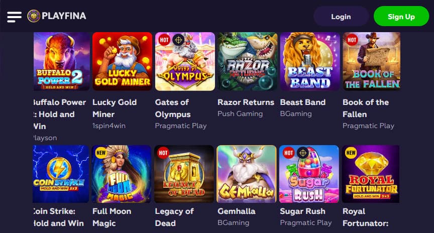 playfina casino all games