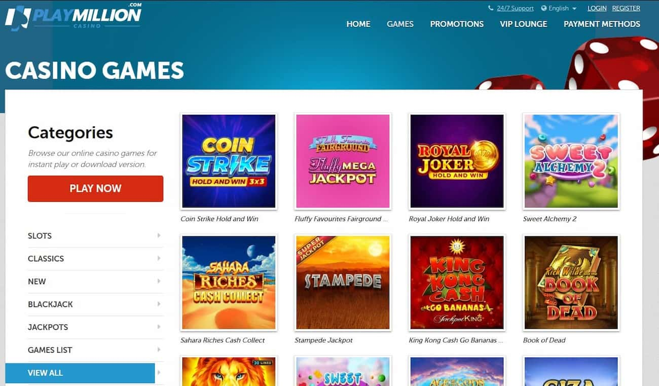 playmillion casino games