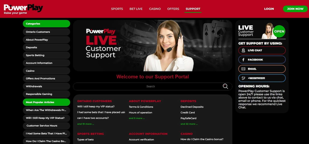 powerplay casino support