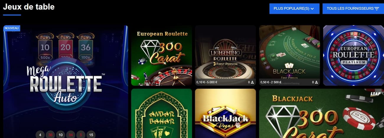 pribet casino table jeux