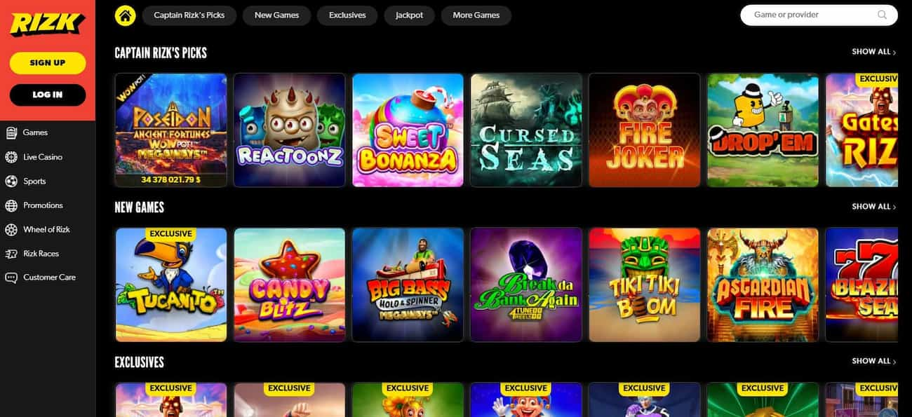 rizk casino games