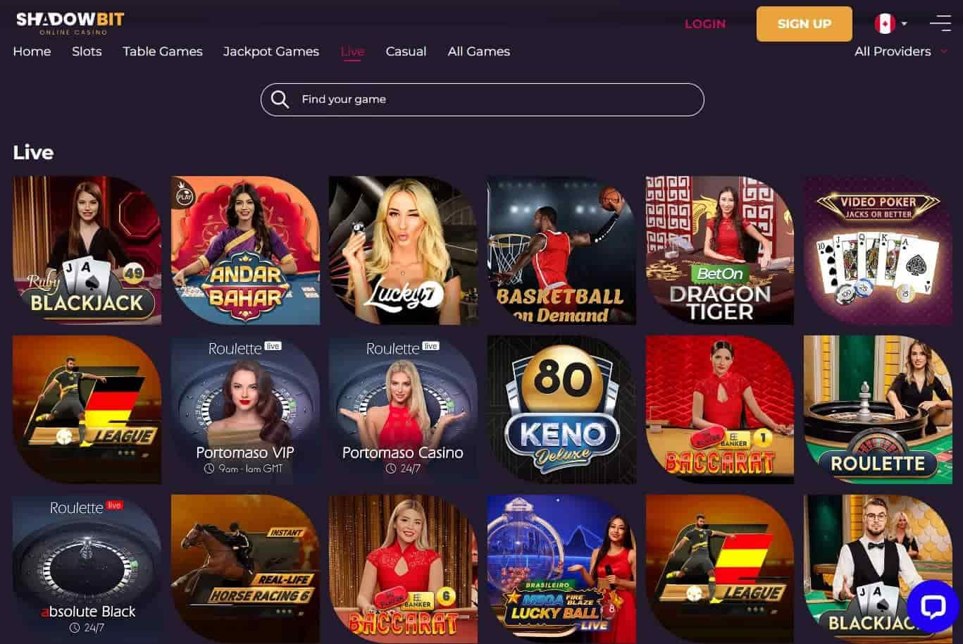 shadowbit casino live casino