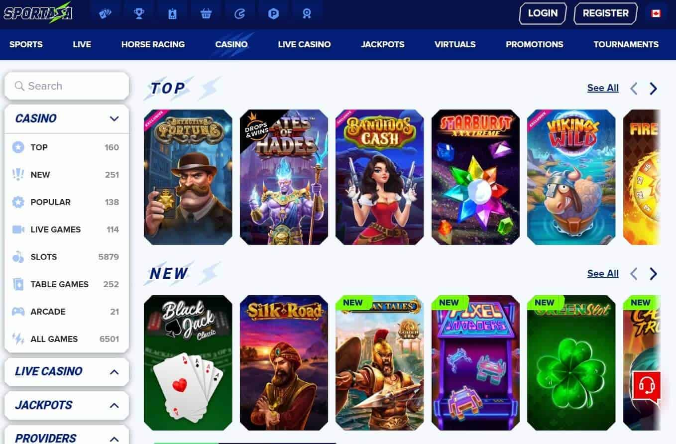 sportaza casino games