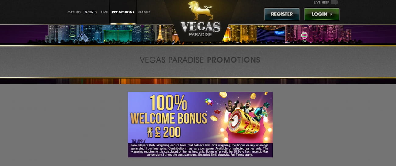 vegas paradise casino bonus de bienvenue