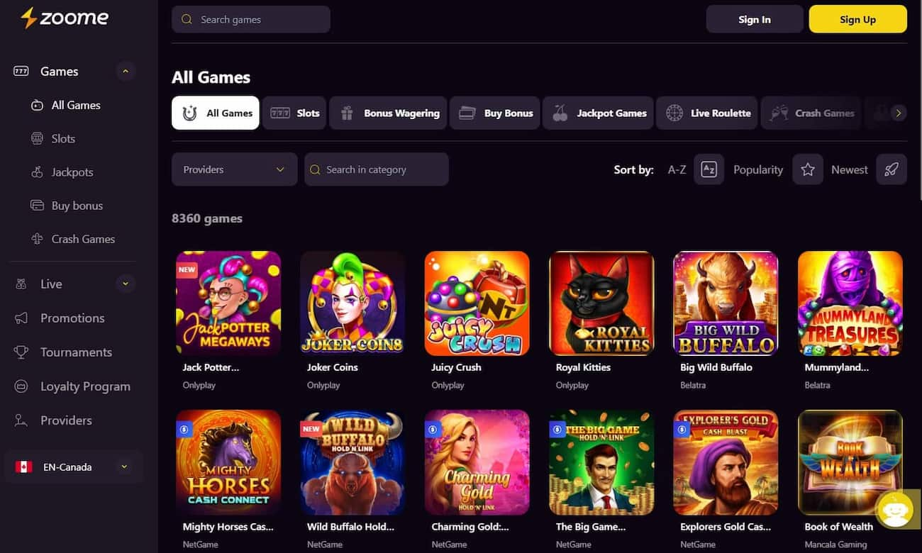 zoome casino games