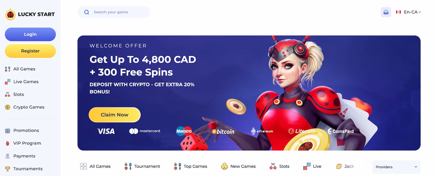 lucky start main page