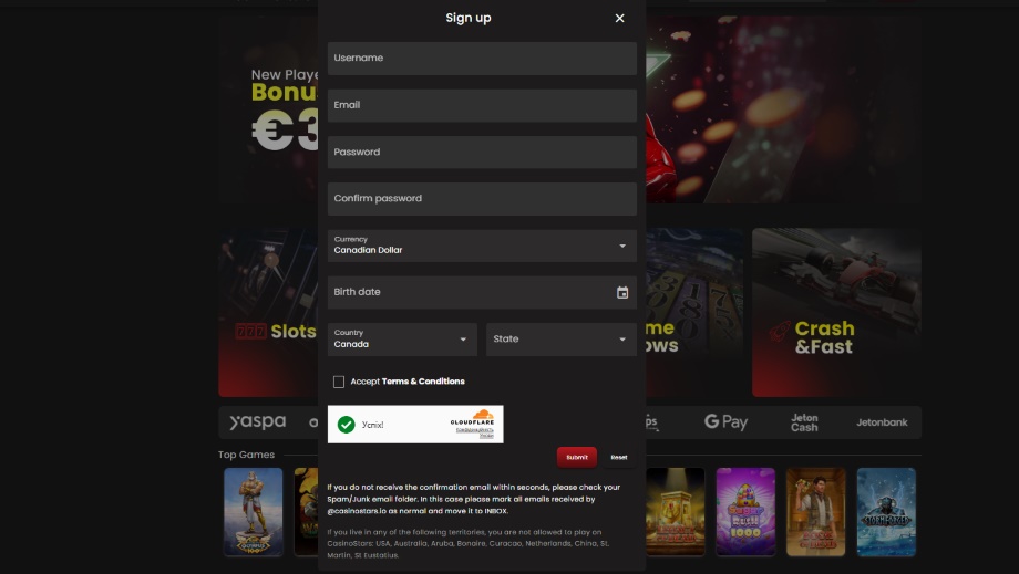 casinostars casino registration