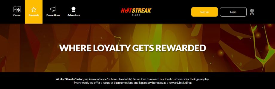 hot streak casino vip