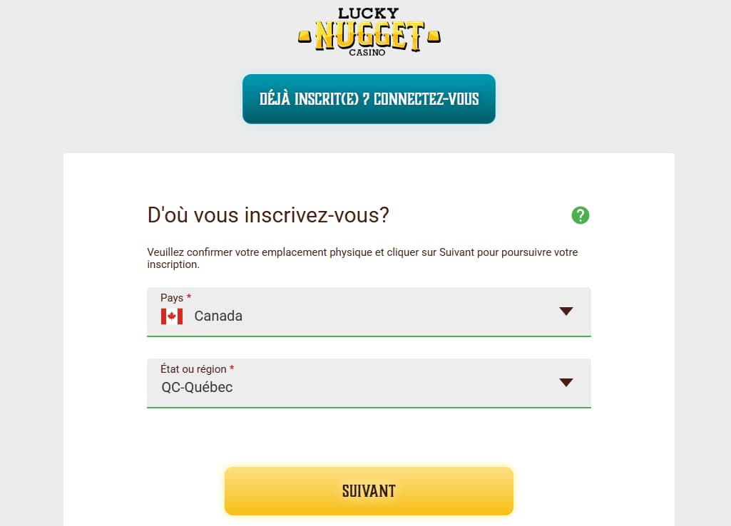 inscription sur le casino lucky nugget
