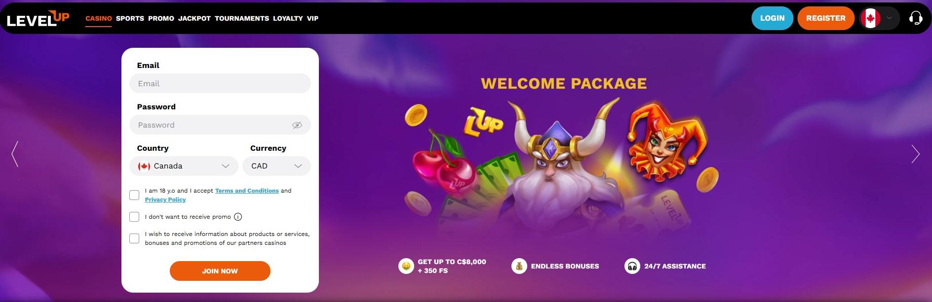 levelup casino registration process
