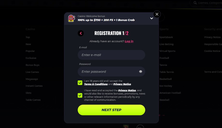 lunubet casino registering