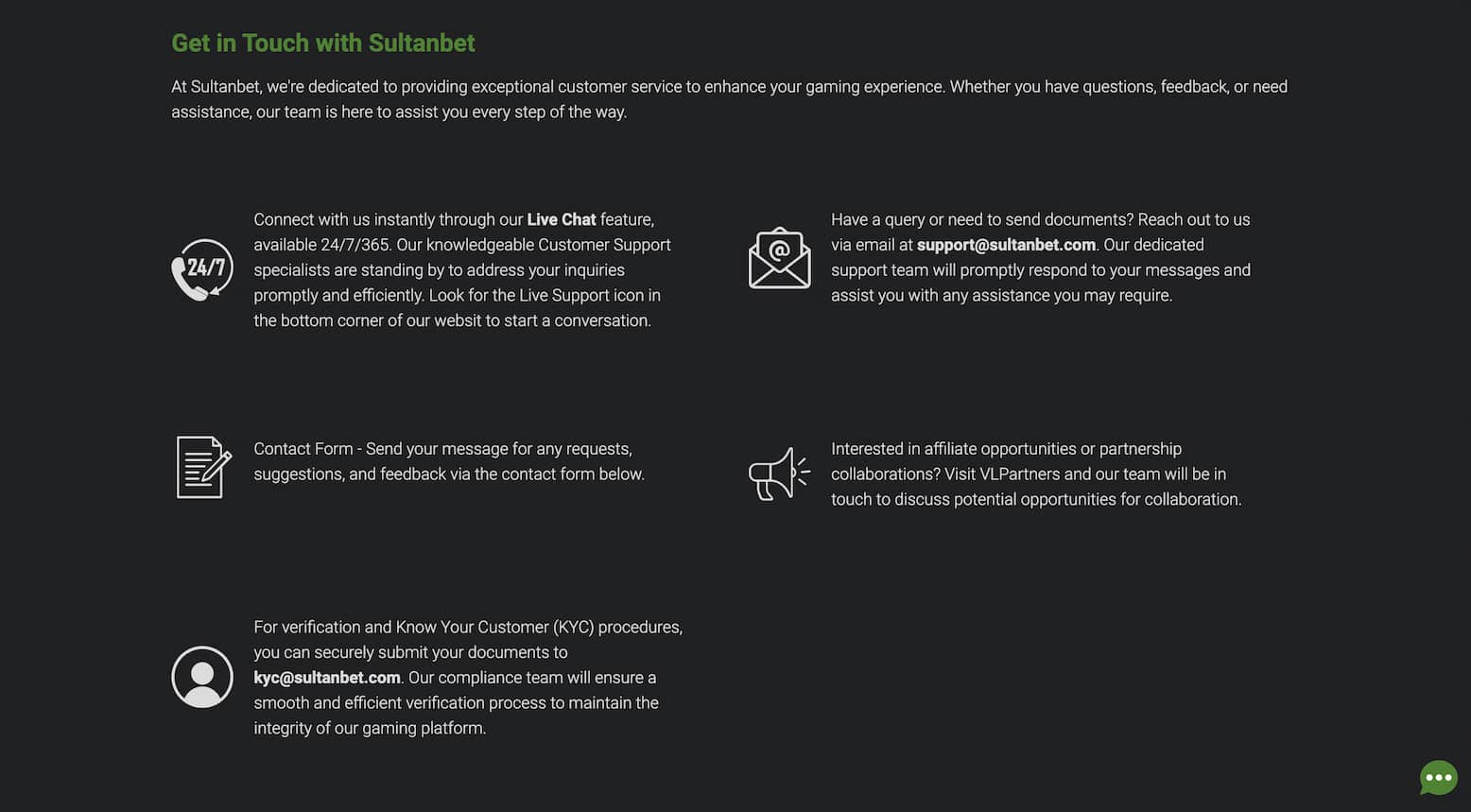 sultanbet customer support page
