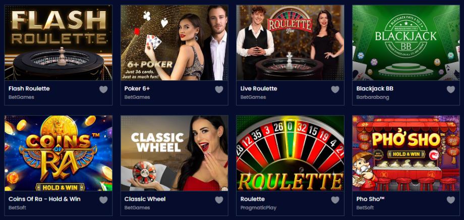 trino casino table games