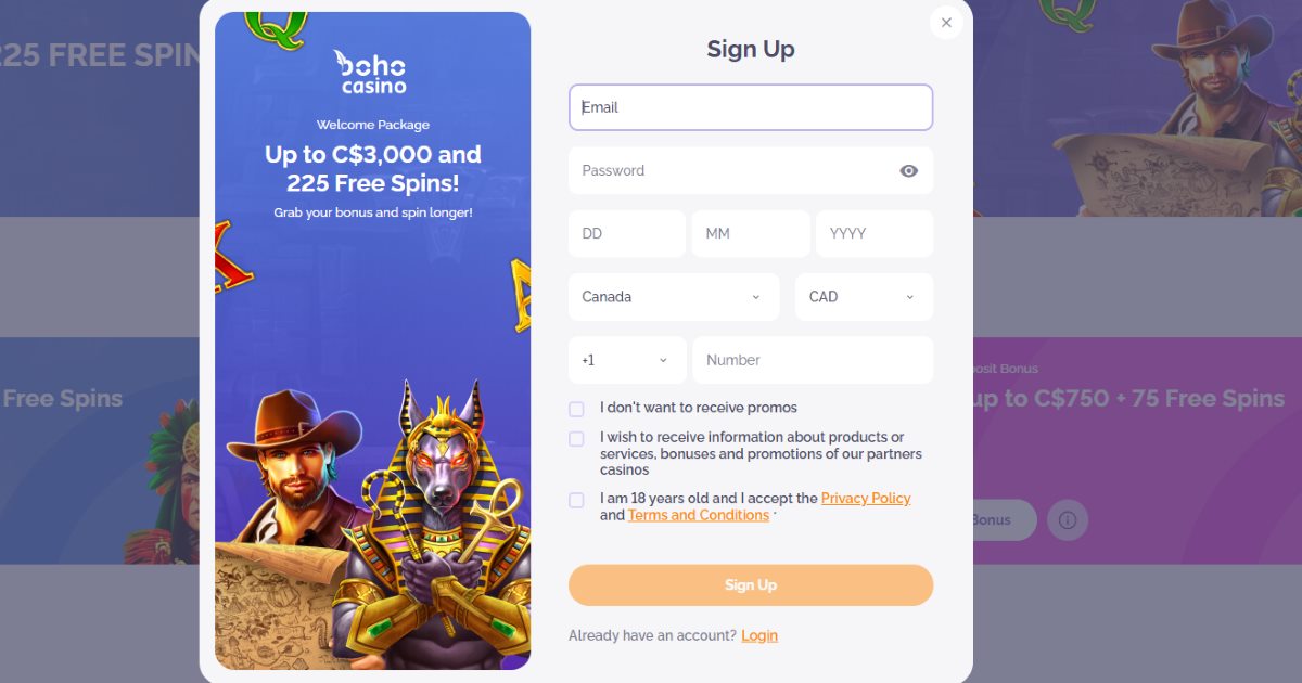 boho casino registration