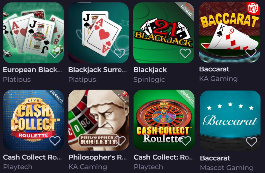 cryptoleo casino table games