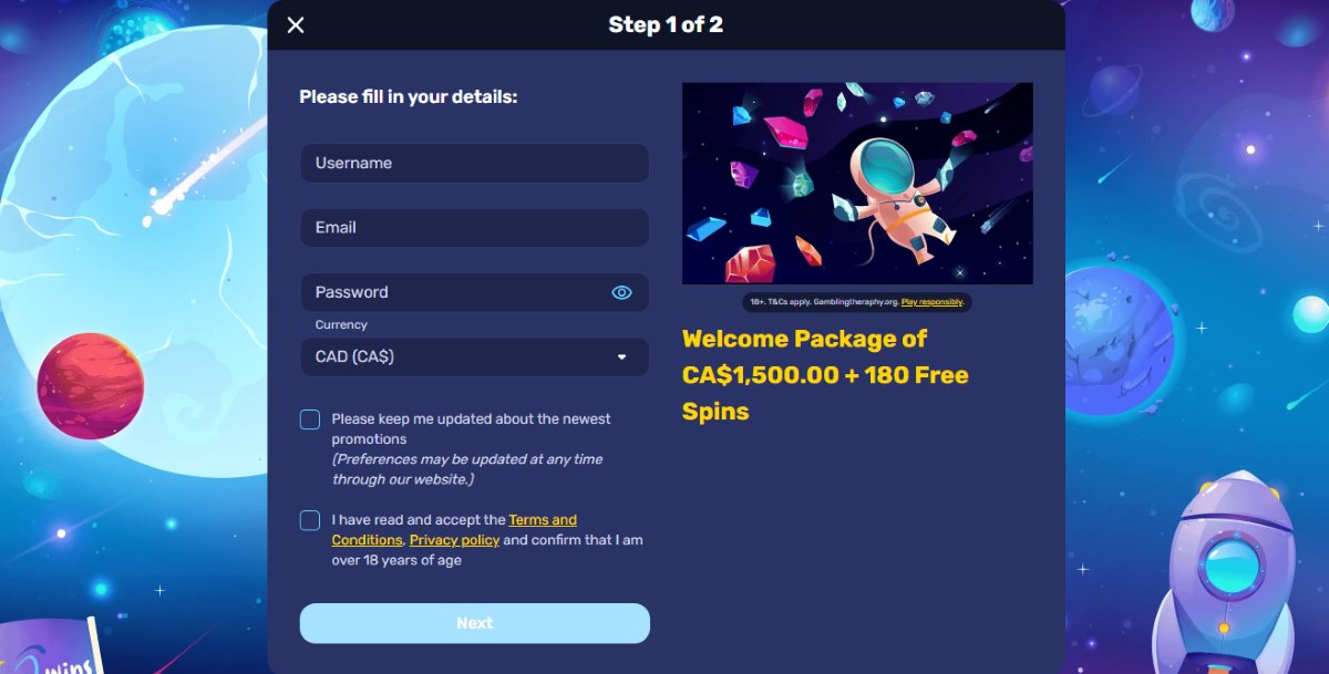 galacticwins casino registration
