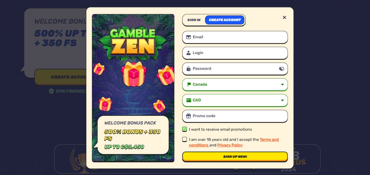 gamblezen casino registration
