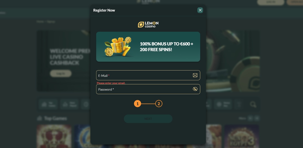 lemon casino registration