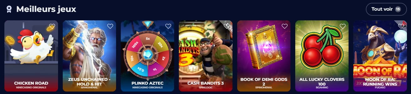 meilleurs jeux nine casino