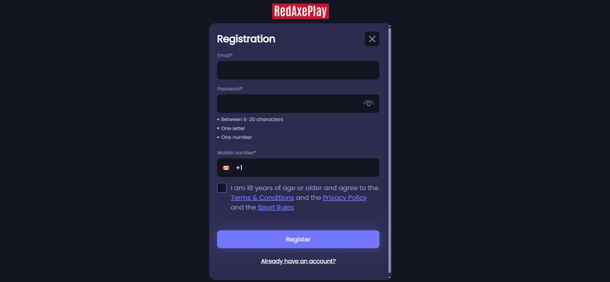 redaxeplay casino registration
