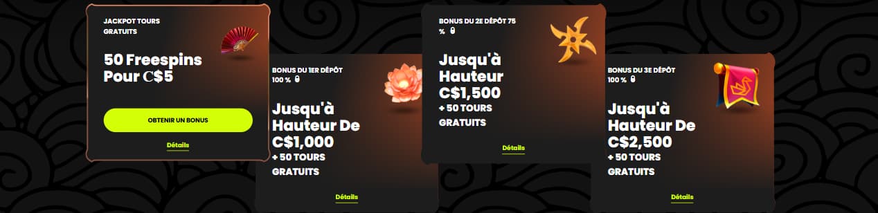 bonus sur spin samurai