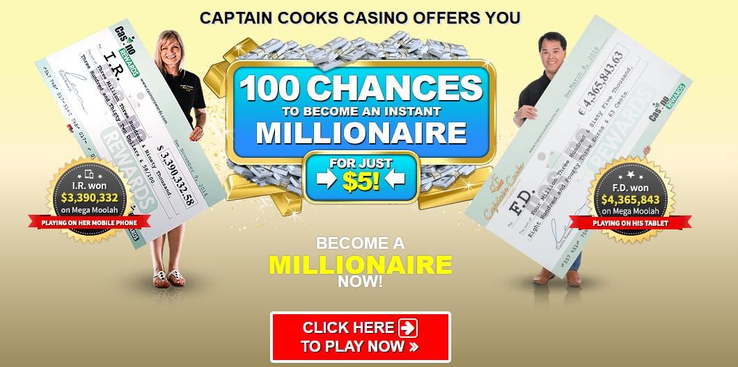 captain cook casino 100 free spins