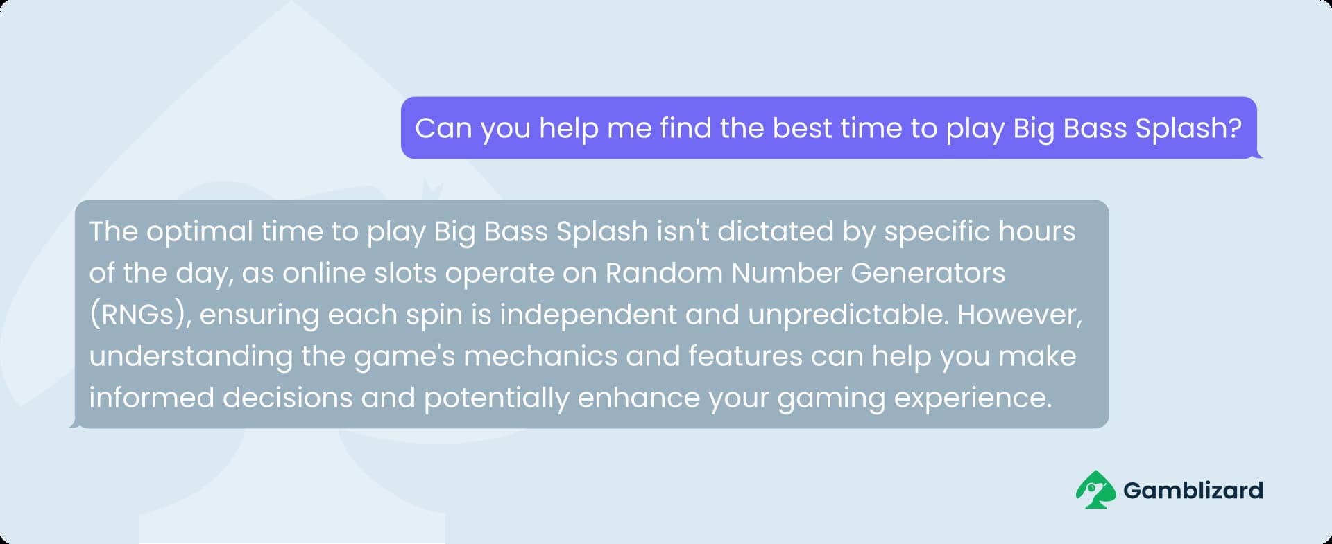 First request about the best time to play Big Bass Splash