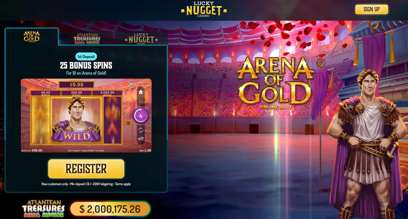 lucky nugget $1 deposit bonus