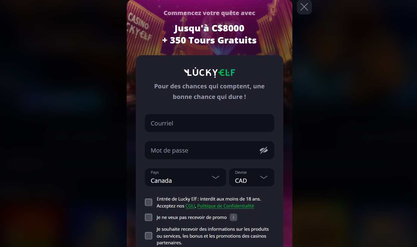 luckyelf casino inscription