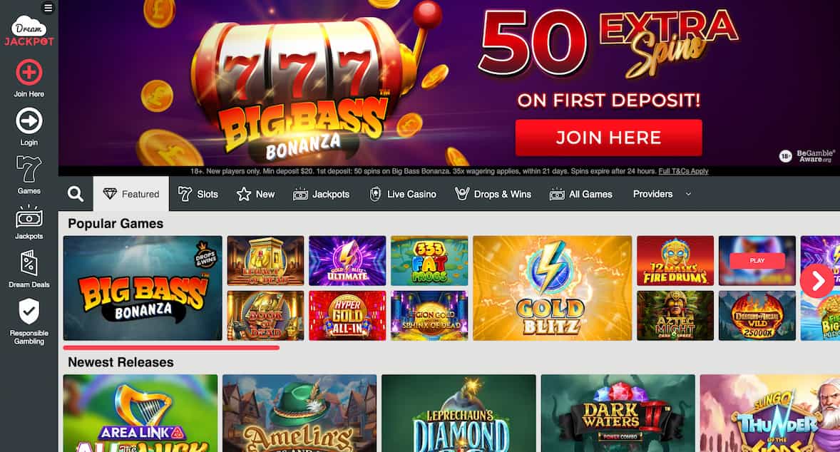 Dream Jackpot main page