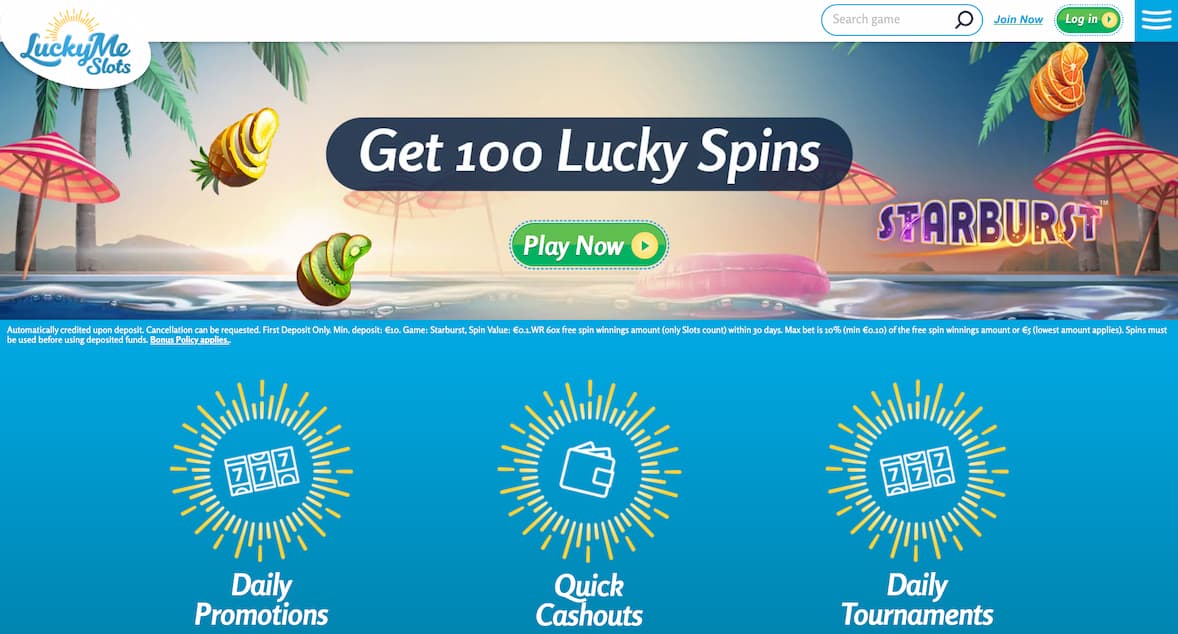 LuckyMe Slots Casino main page