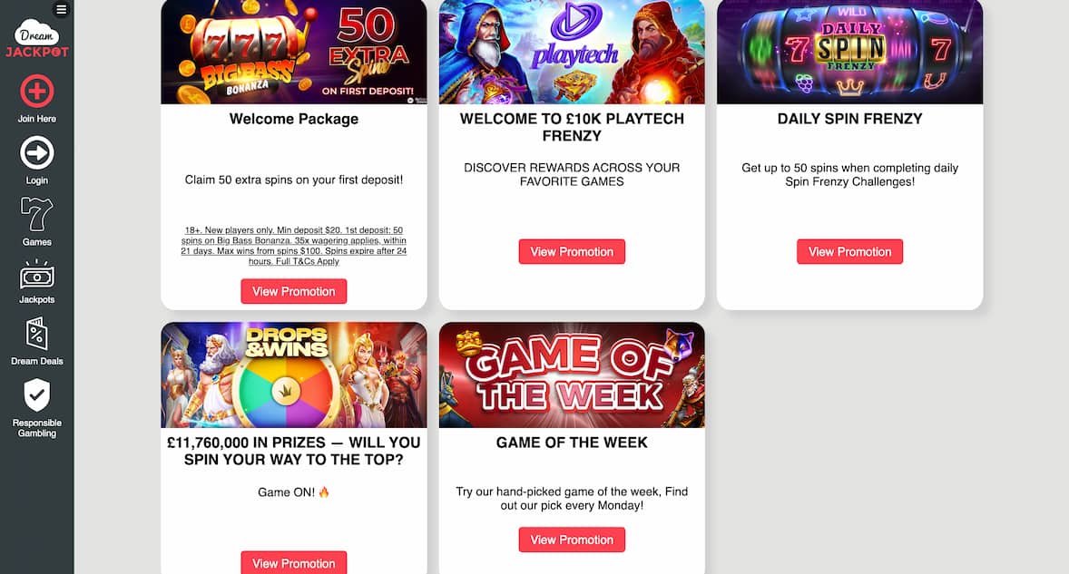 dream jackpot bonuses