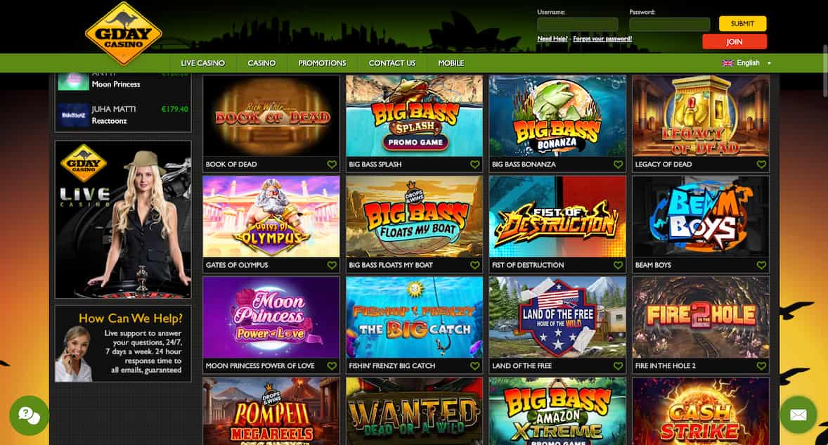 gday casino games