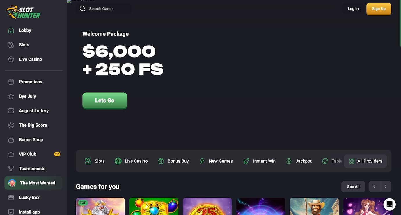 slothunter main page
