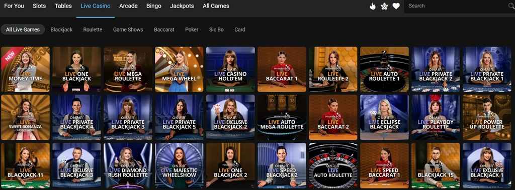 all slots live casino