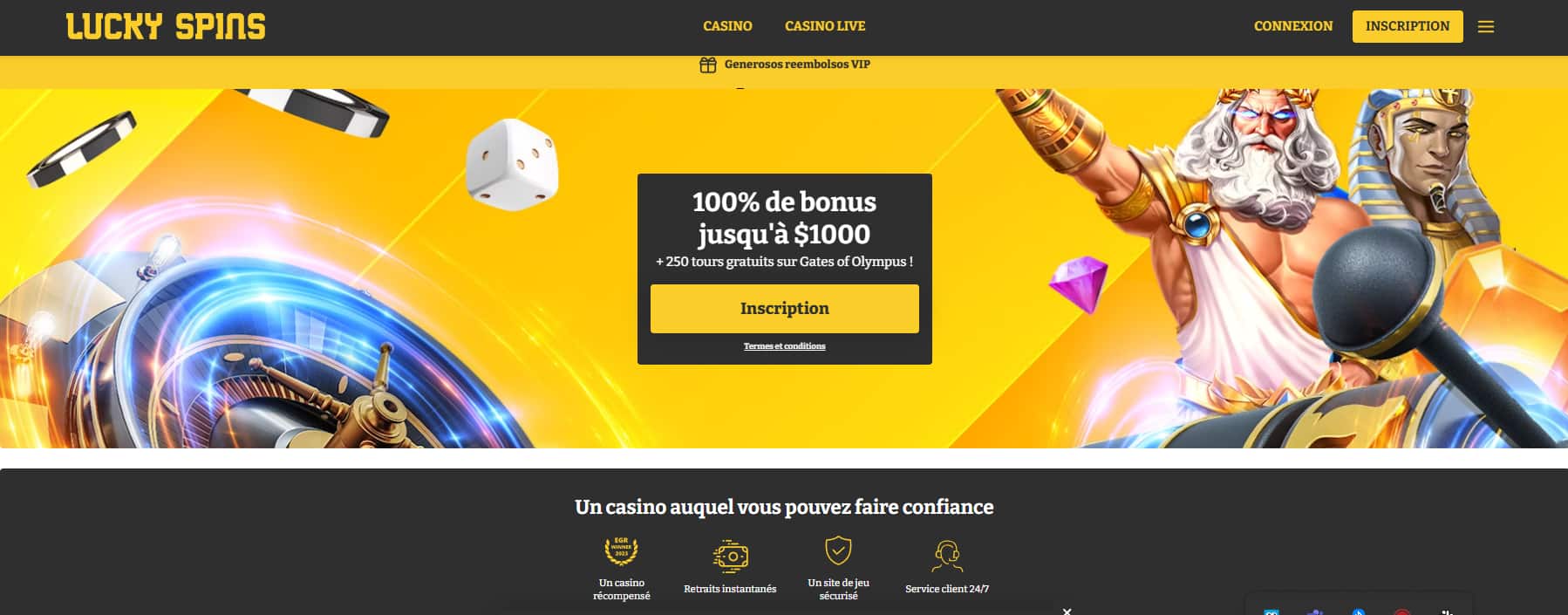 lucky spins casino page principale