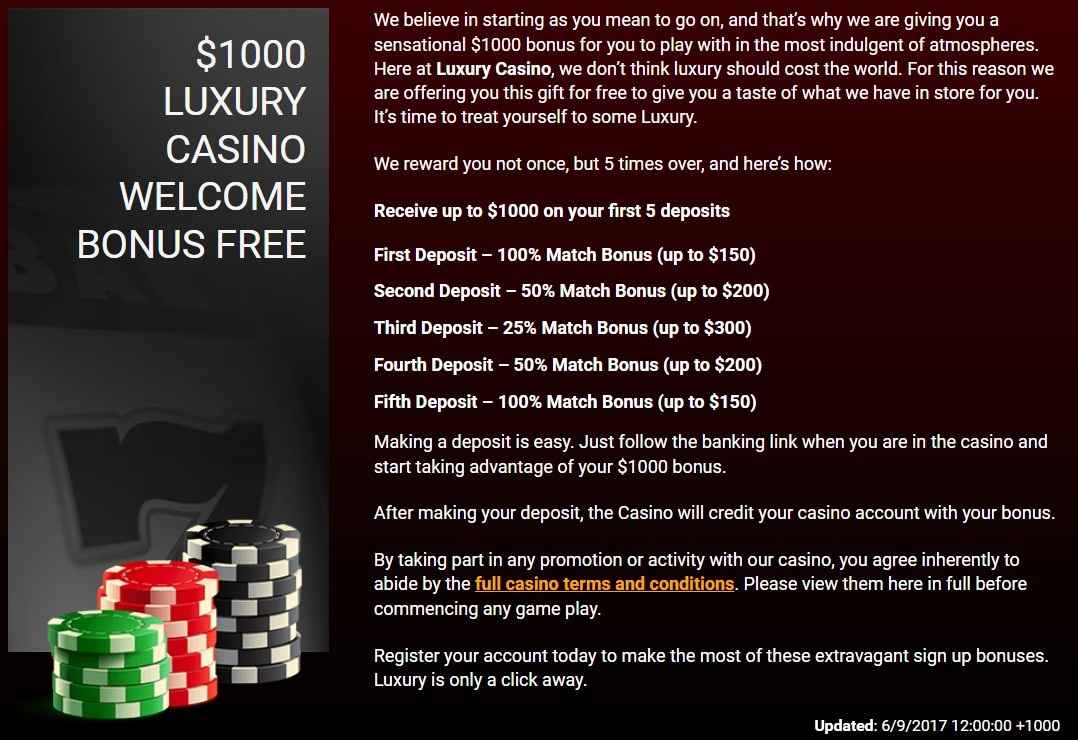 luxury welcome bonus info