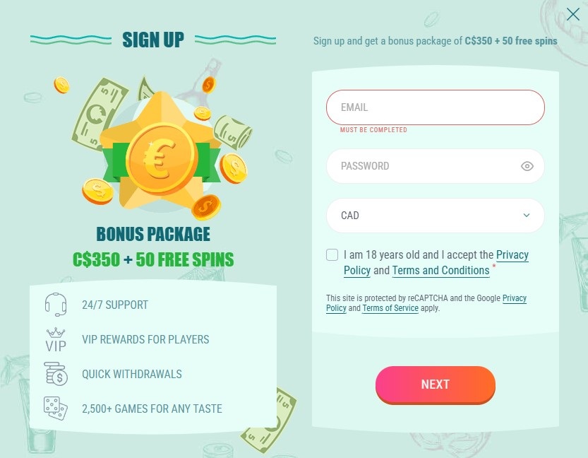 spinia casino registration process