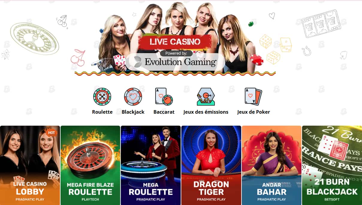 bob casino jeux en direct
