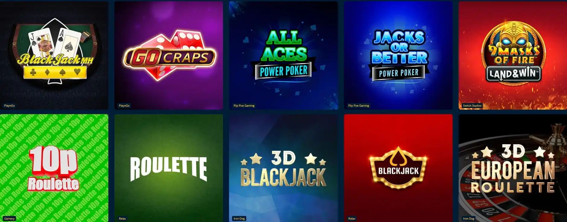 dream vegas table games