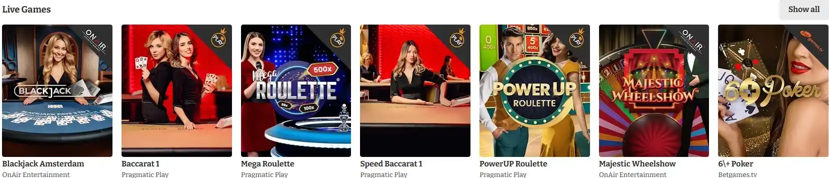 lucky spins live casino