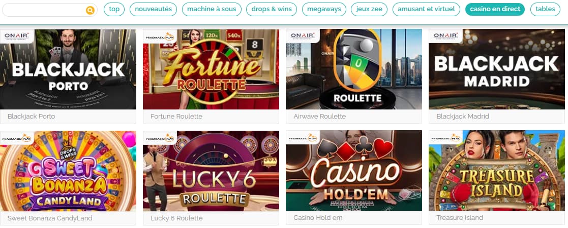 playzee casino jeux en direct