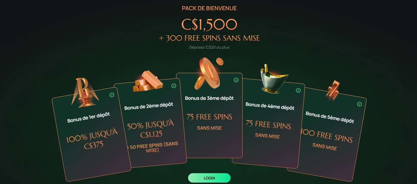 ritzo casino pack de bienvenue