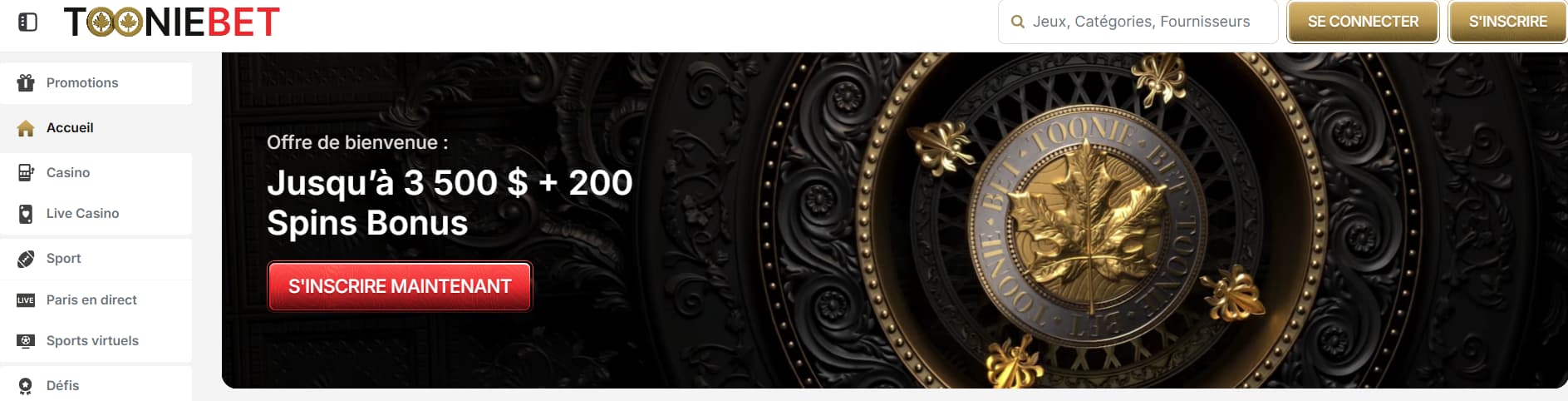 tooniebet casino page principale