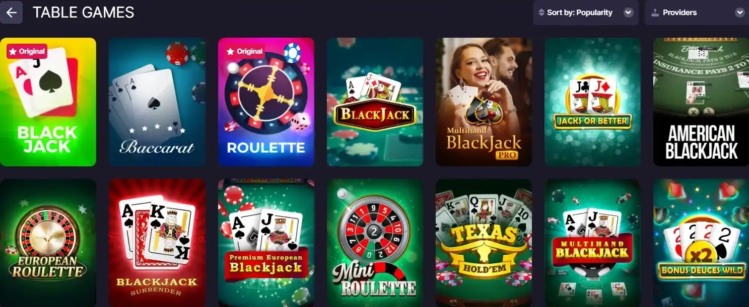 bitstarz table games