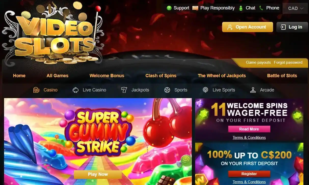 videoslots main page