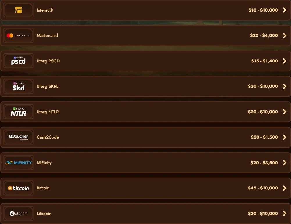 wildrobin deposit methods