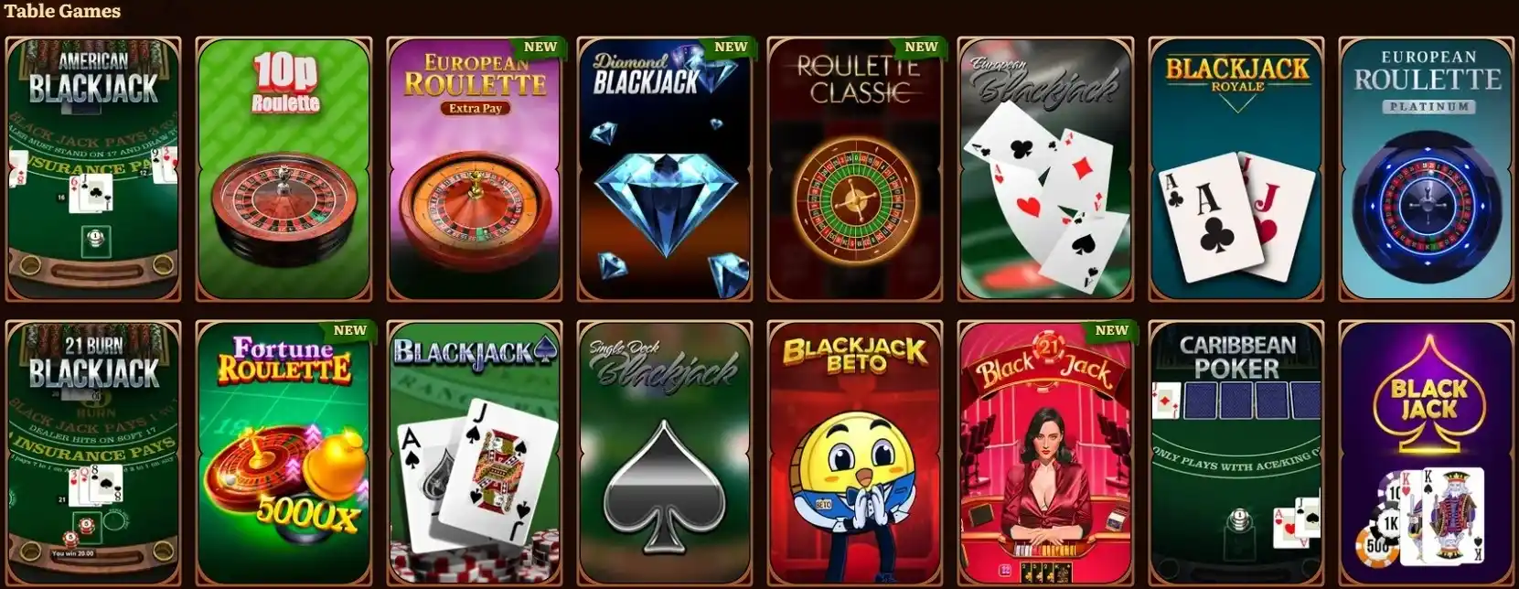 wildrobin table games